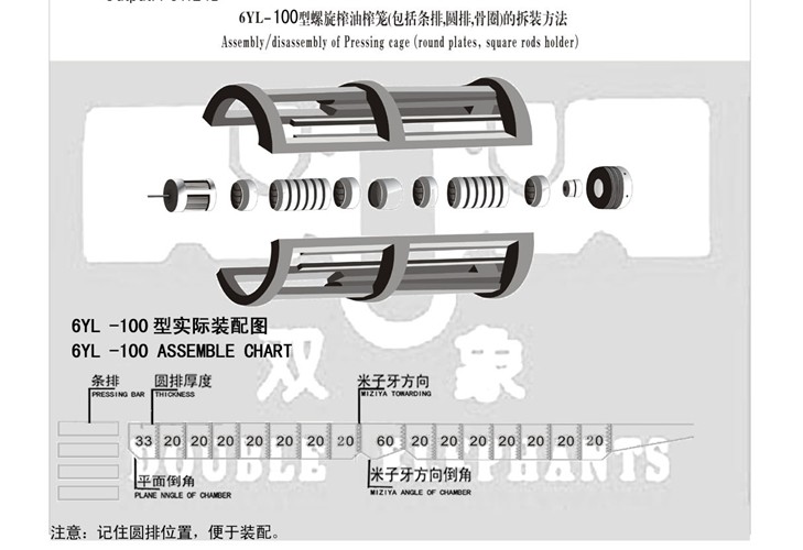 6YL-100型螺旋榨油機(jī)榨籠（包括條排，圓排，骨圈）的撤裝方法